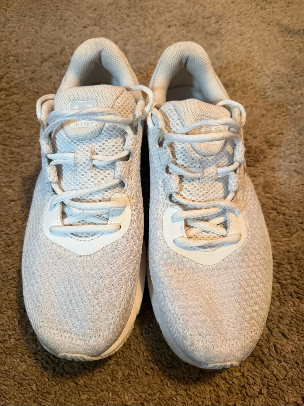 Under Armour Kids White Mesh Athletic Sneakers with Holographic Logo